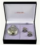 Mechanical trinity pocket watch and cufflinks set